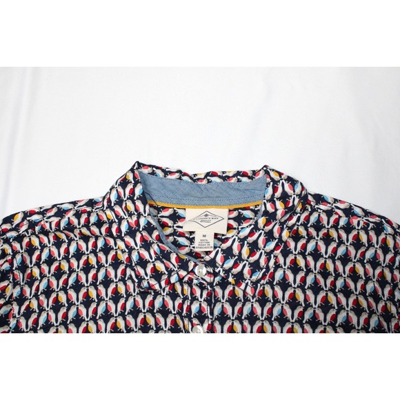 St. John Bay Womens Navy Multicolor Bird Pattern Button Long Sleeve Shirt Blouse - Picture 4 of 11